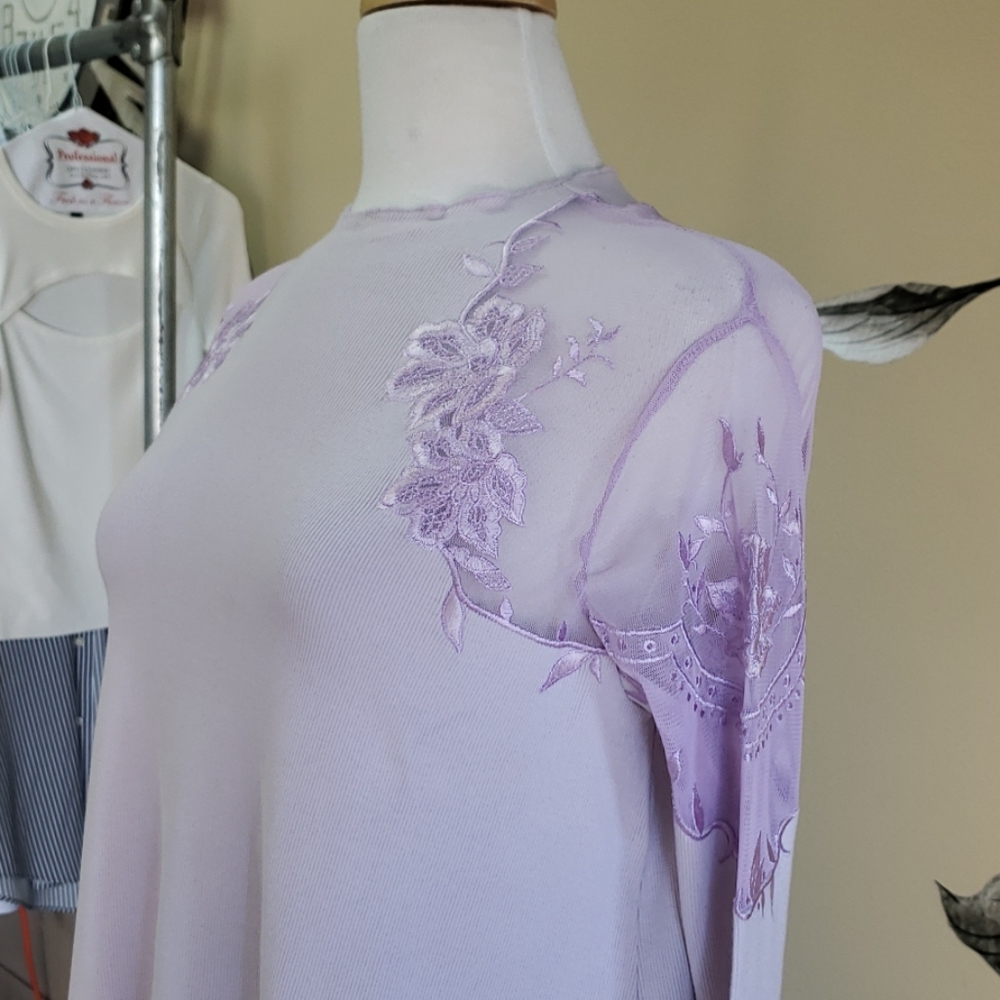 NWOT Free People Daniella Lace Top Lilac Medium - Picture 2 of 6